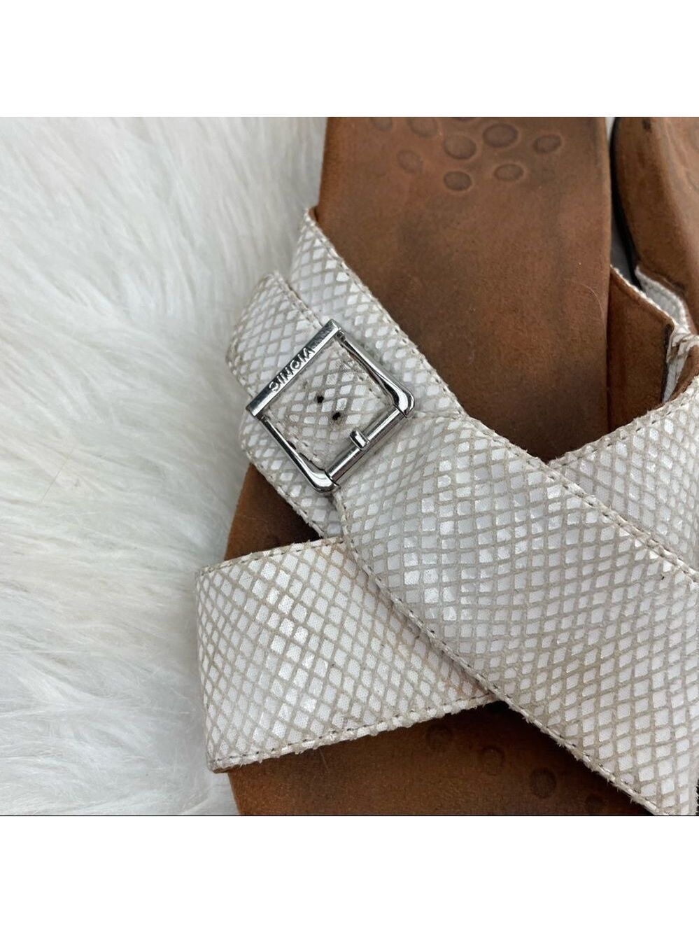 Vionic Dorie Rest Snakeskin Leather Slide Sandals - Picture 6 of 11